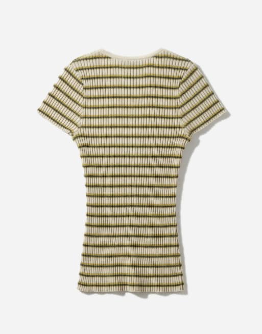 & Other Stories – Dzianinowy T-shirt w zielone paski, 6 z 7
