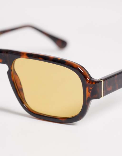 & Other Stories – Eckige Retro-Sonnenbrille in brauner Schildpatt-Optik mit Leinenetui, 2 von 3