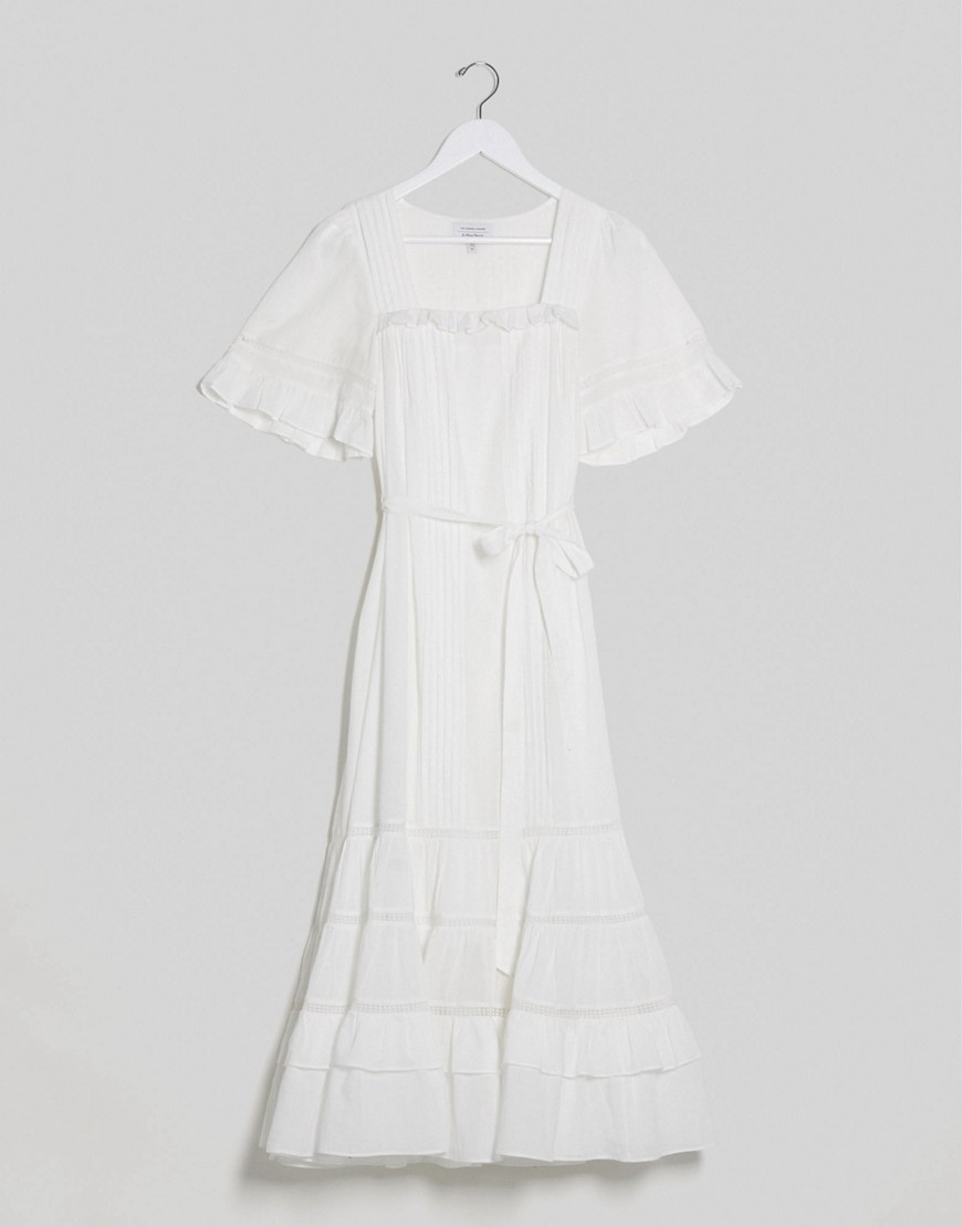 & Other Stories eco cotton square neck midaxi smock dress in white