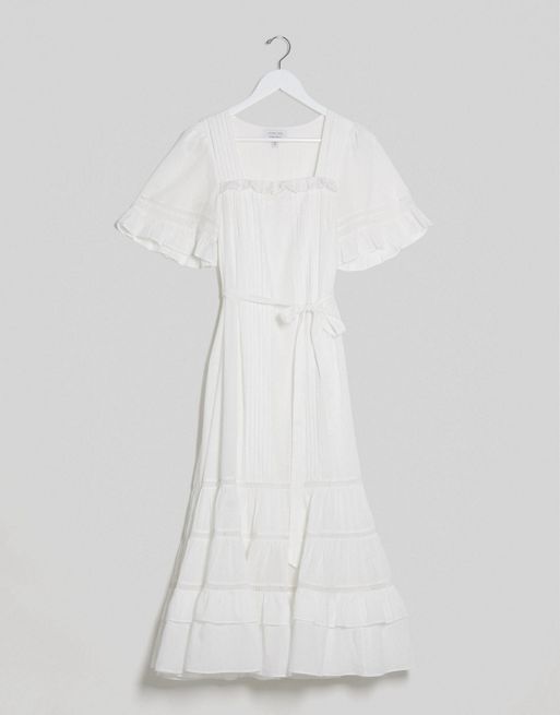 & Other Stories eco cotton square neck midaxi smock dress in white | ASOS