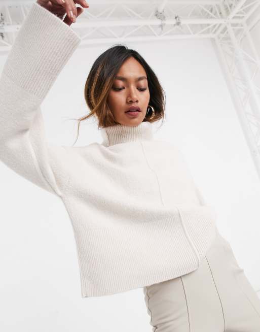  Other Stories mock neck sweater in beige melange