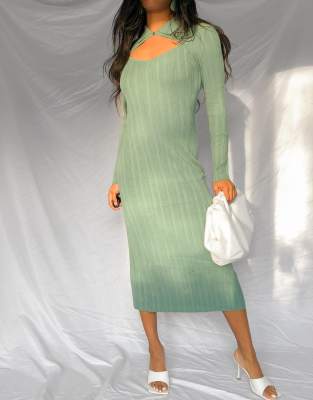 ribbed knit cutout dress