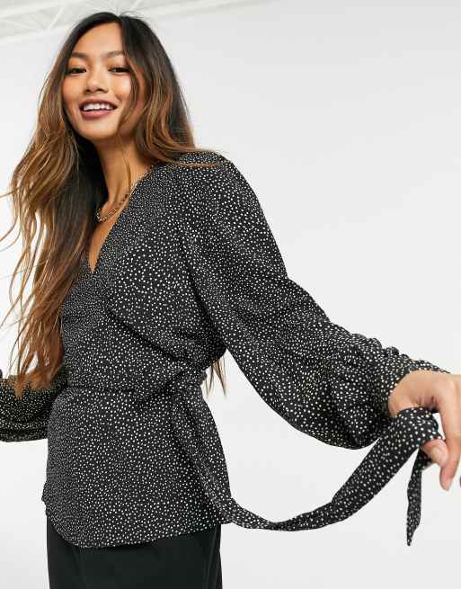 Everywhere Long-Sleeve Wrap Blouse - Black – Mod + Ethico