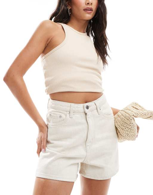 & Other Stories - Ecrufarvede denimshorts i hørblanding