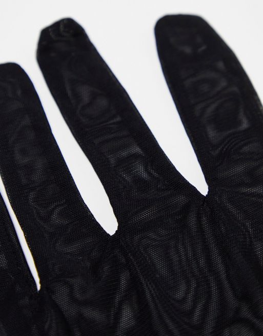 & Other Stories elbow length mesh gloves in black