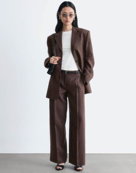 & Other Stories – Elegante Hose aus reinem Leinen in Schokobraun - view 1