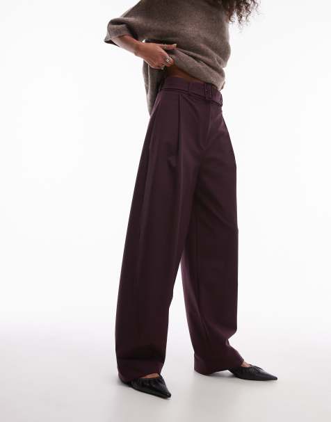 & Other Stories – Elegante Hose aus Wollmix in Burgunderrot mit weitem Beinschnitt - view 1