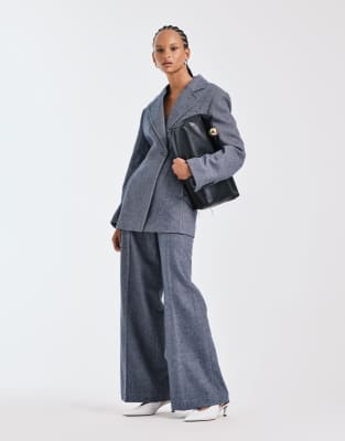 & Other Stories - Elegante Hose aus Wollmix in Staubblau mit weitem Bein, Kombiteil-Marineblau
