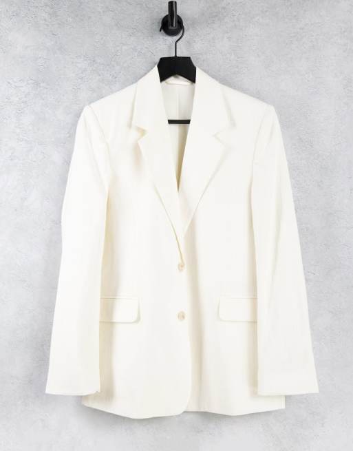 & Other Stories – Eleganter Oversize-Blazer aus Leinen in Weiß, Kombiteil