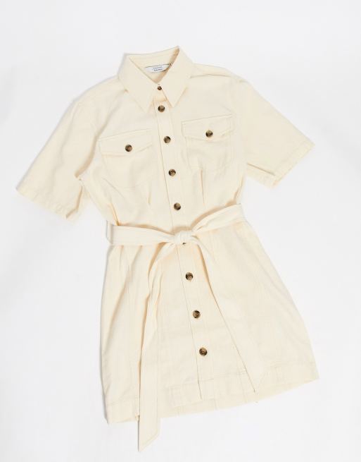 & Other Stories Elvira linen short sleeve belted shirt dress in