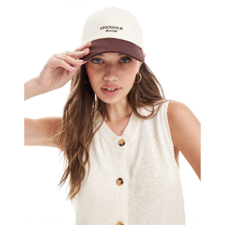 & Other Stories embroidered logo cap in brown and beige | ASOS
