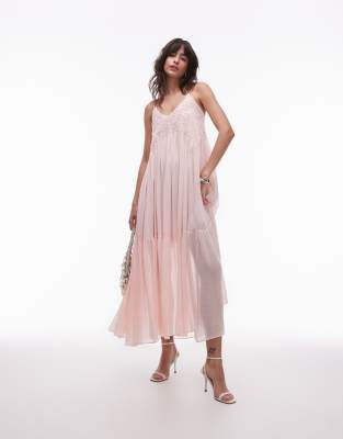 & Other Stories Embroidered Maxi Dress With Dropped Waist