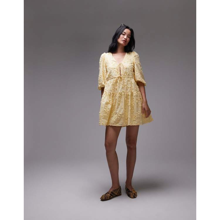 abigail yellow floral embroidered mini dress Abigail Yellow Floral Embroidered Mini Dress