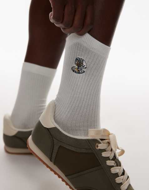& Other Stories embroidered seashell ankle socks in white - view 1
