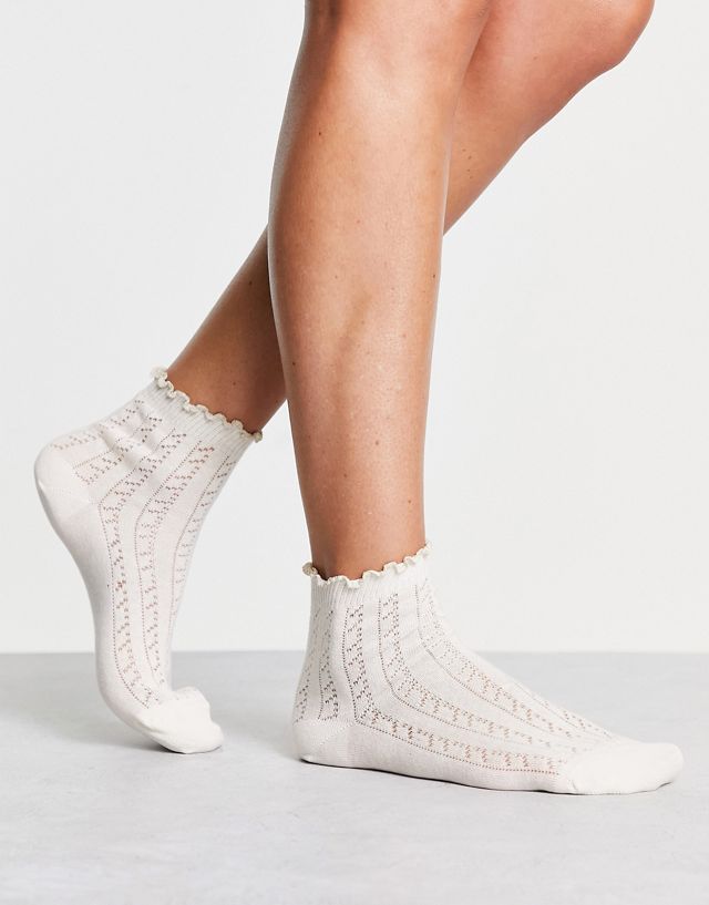 & Other Stories Emilly socks in off-white pointelle lurex