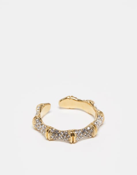& Other Stories encrusted rhinestone ring in gold - view 1