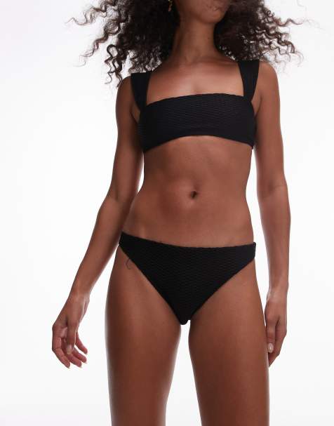 & Other Stories - Ensemble de bikini texturé avec haut bandeau - Noir - view 1