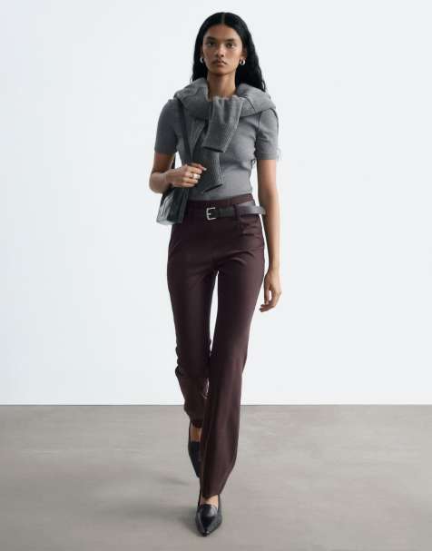 & Other Stories ensemble  pantalon slim en mélange de laine couleur chocolat - view 1