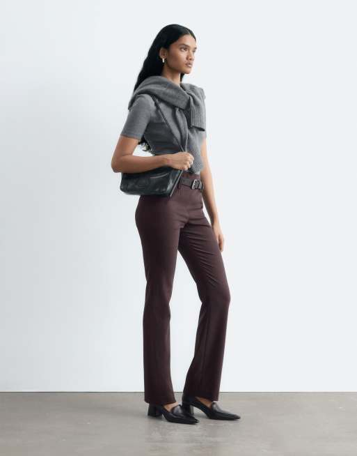 & Other Stories ensemble  pantalon slim en mélange de laine couleur chocolat, 3 de 4