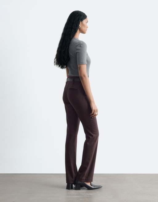 & Other Stories ensemble  pantalon slim en mélange de laine couleur chocolat, 4 de 4
