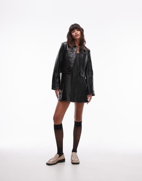 & Other Stories - Ensemble veste vernie et robe trapèze courte avec doublure motif pied-de-poule - Noir - view 1