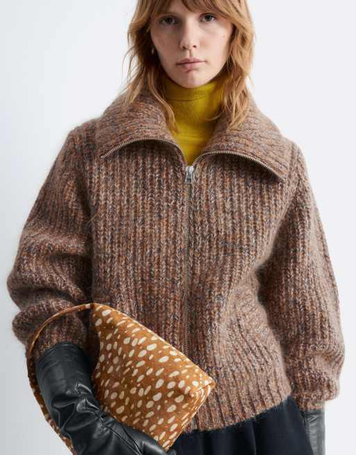 & Other Stories extra small hairy leather suede tote in brown bambi deer print, 2 of 4