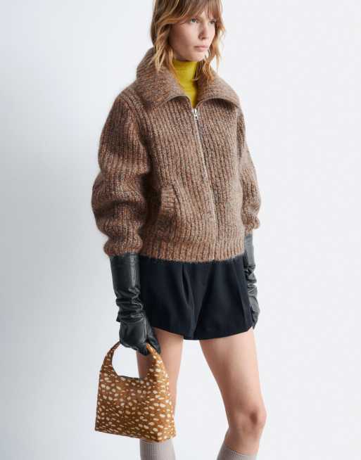 & Other Stories extra small hairy leather suede tote in brown bambi deer print, 4 of 4