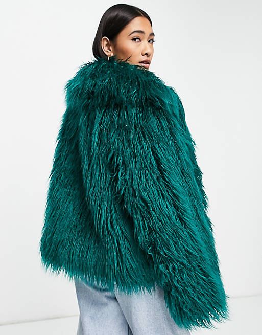  & Other Stories faux faur coat in green 