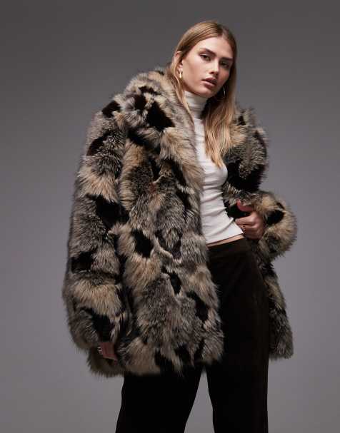 & Other Stories faux fur coat in brown and gray tone - view 1