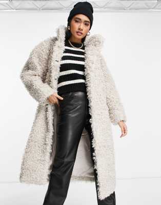 & Other Stories faux fur coat in light gray