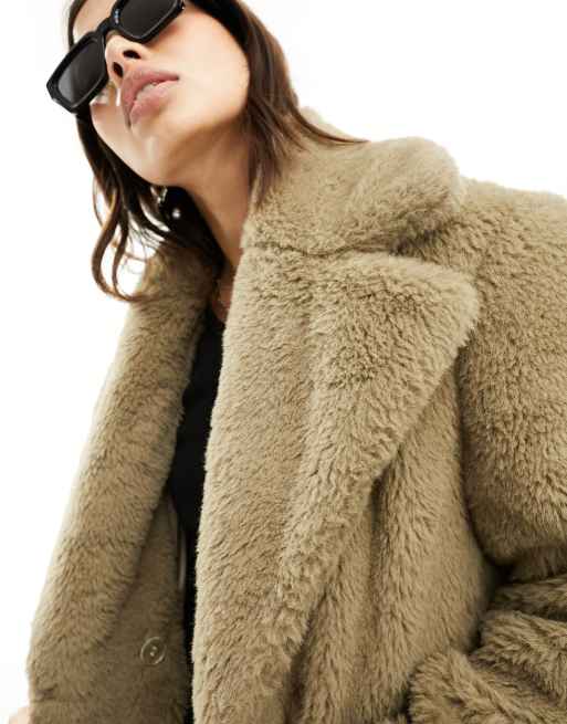 Other Stories faux fur jacket in dark taupe