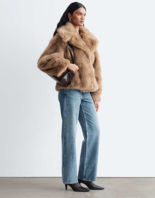 & Other Stories faux-fur jas in lichtbruin, 3 van 4