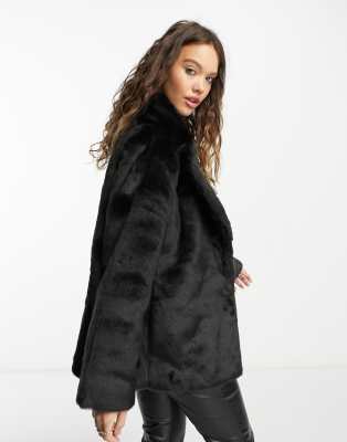 & Other Stories faux fur short coat in black | ASOS