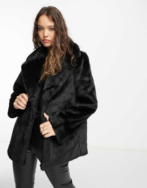 Other Stories faux fur short coat in black