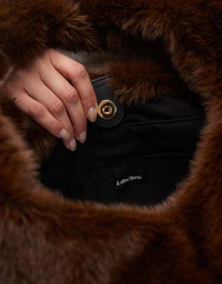 & Other Stories Faux Fur Tote Shoulder Bag In Brown