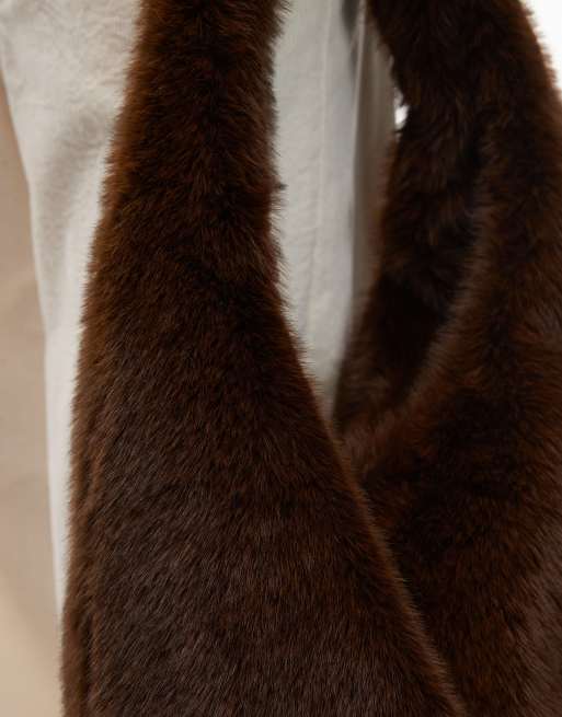 & Other Stories faux fur tote shoulder bag in brown, 4 of 4