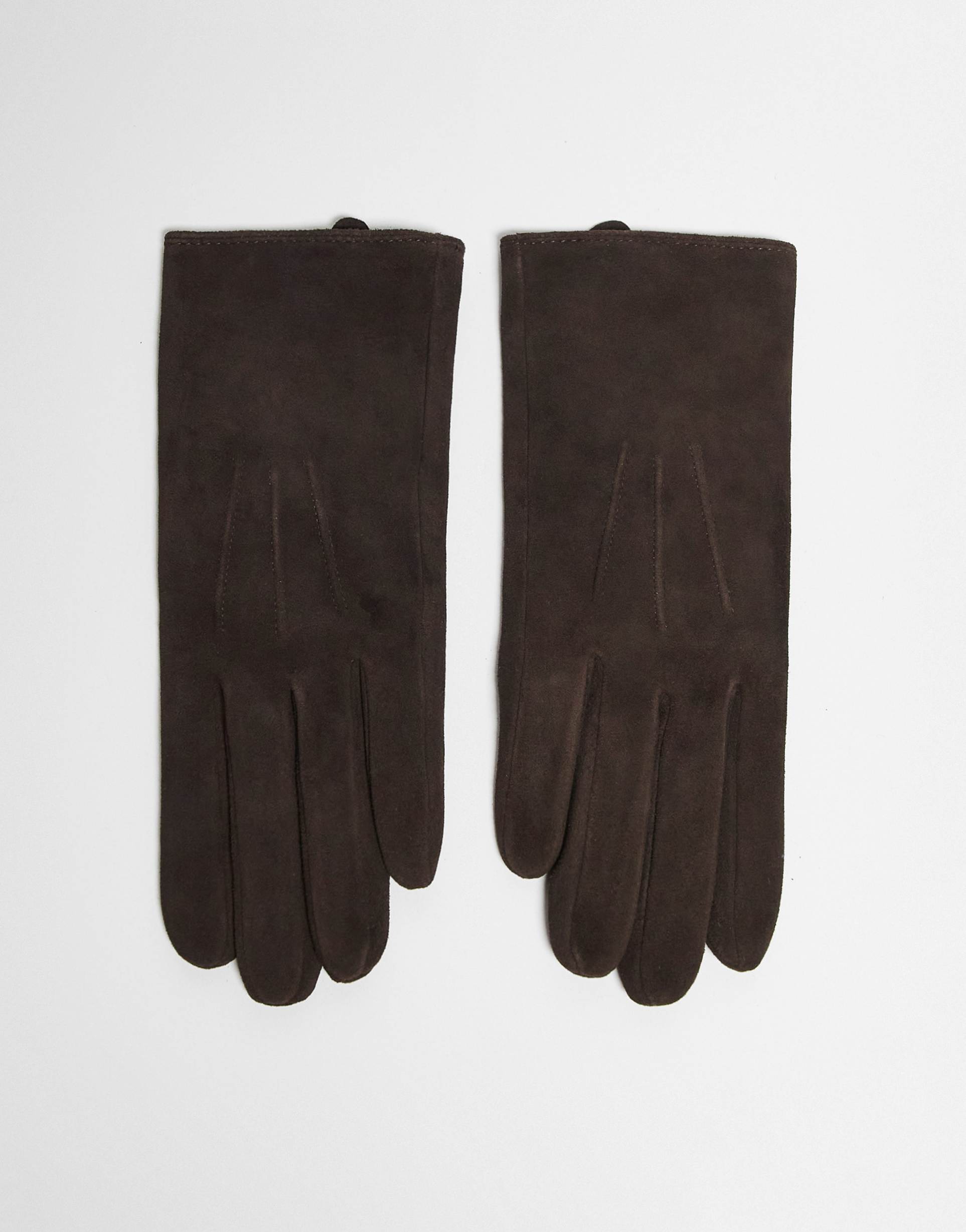 & other stories faux leather suede gloves in dark brown