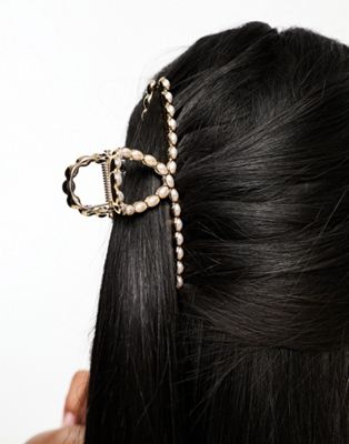& Other Stories faux pearl hair claw clip in gold