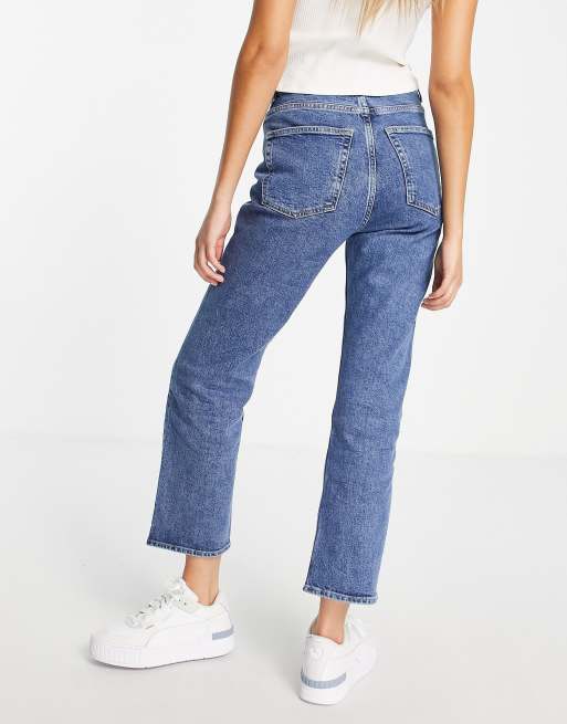  Other Stories Favorite cotton blend straight leg mid rise cropped jeans  in vikas blue - MBLUE