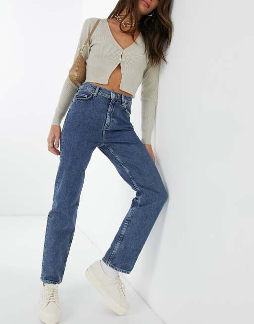 SLIM CROPPED JEANS - Blue