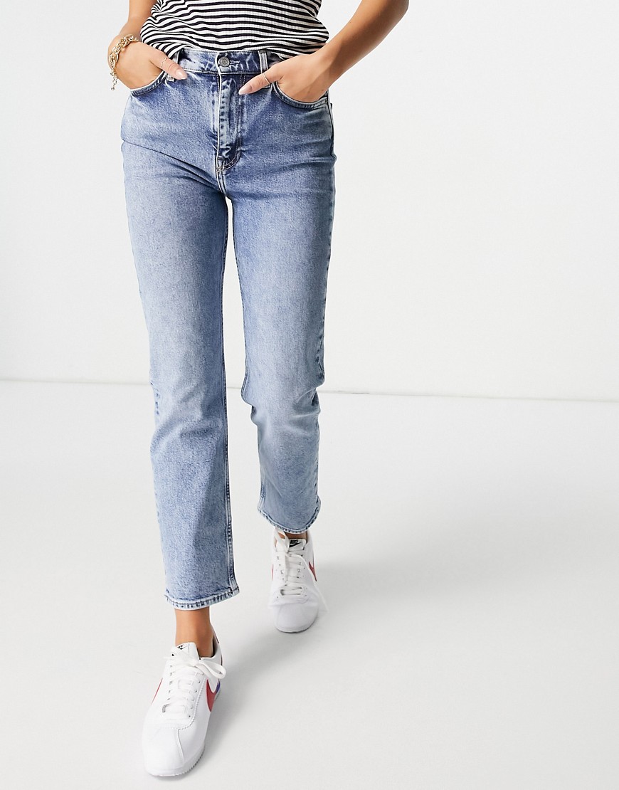 & Other Stories Favorite cotton straight leg high rise jeans in LA blue - MBLUE-Blues