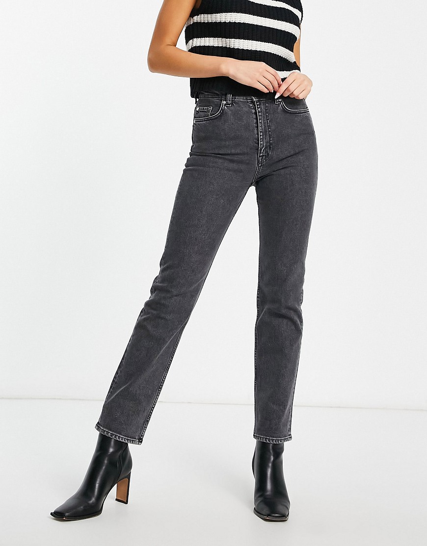 Other Stories &  Favorite Slim Leg Jeans In Gray Shimmer-black