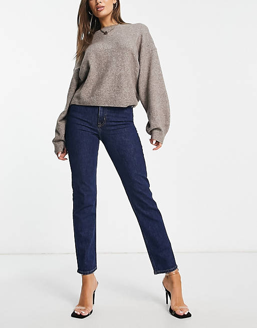 & Other Stories Favourite straight leg mid rise cropped jeans in deep blue 