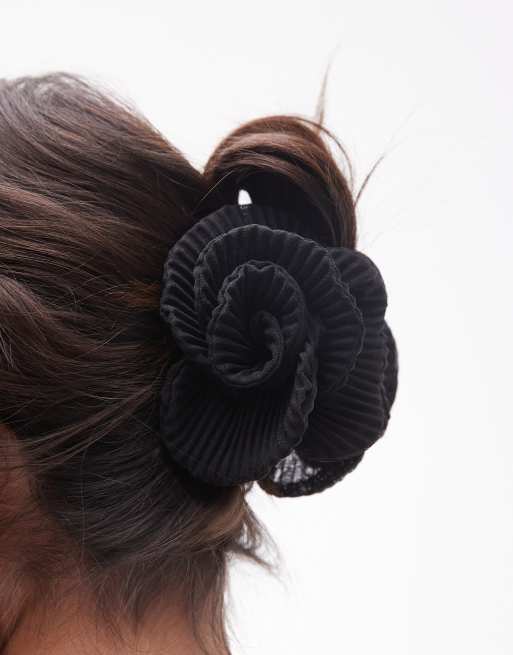 & Other Stories - Fermaglio per capelli nero con design floreale a pieghe