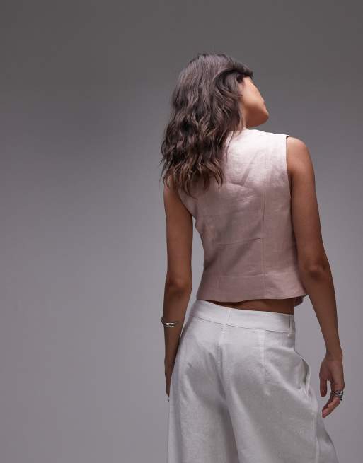 & Other Stories – Figurbetonte Leinenweste in Rosa, 3 von 4