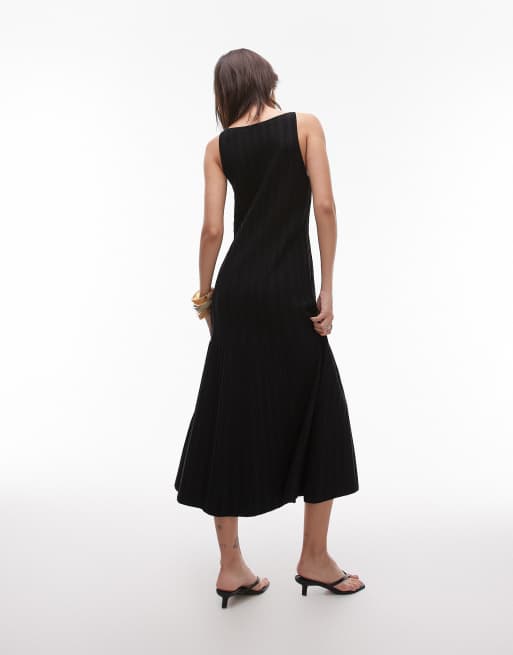 & Other Stories fine knit maxi dress with boat neck in black, 4 of 4