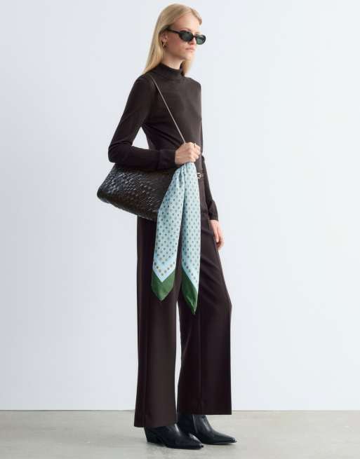& Other Stories fine knit wool turtleneck jumper in brown, 3 of 4