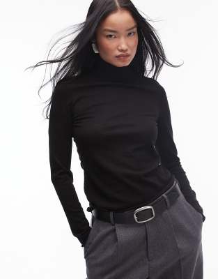 & Other Stories fine wool turtle neck top with long sleeves in black