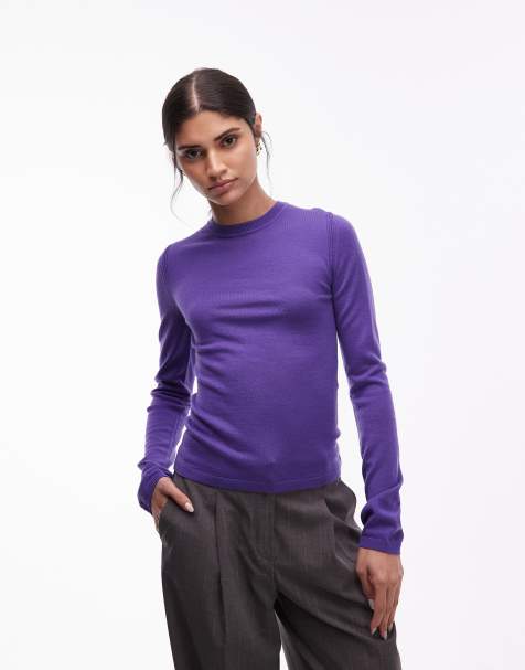& Other Stories slim fit pure merino wool jumper in purple