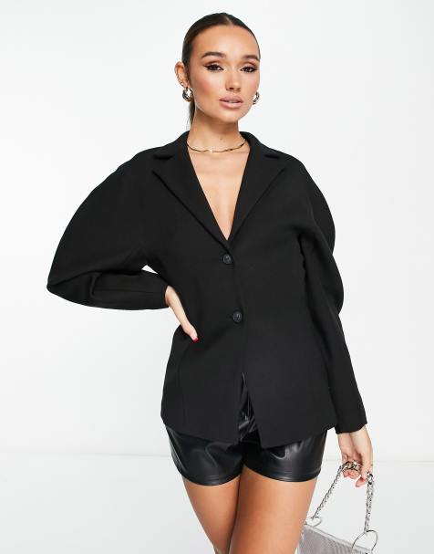 & Other Stories fitted blazer in black scuba-style fabric - view 1